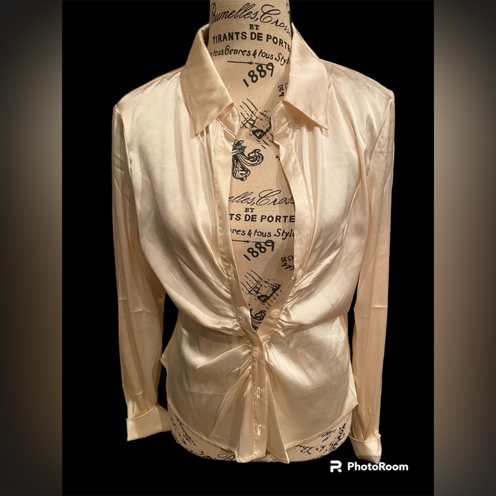 Silky Satin Ivory Colored Blouse